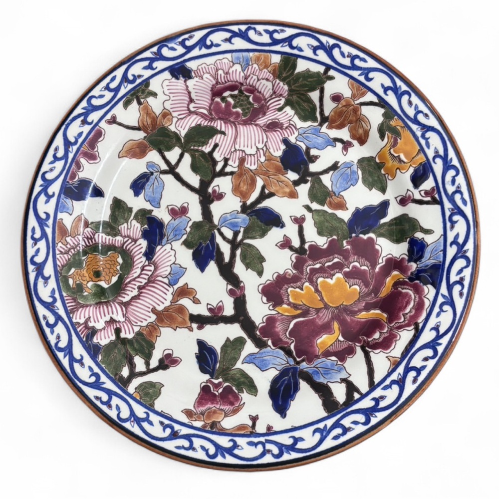 PIVOINES by Faiencerie De Gien Dinner Plate 10” made in France Vintage